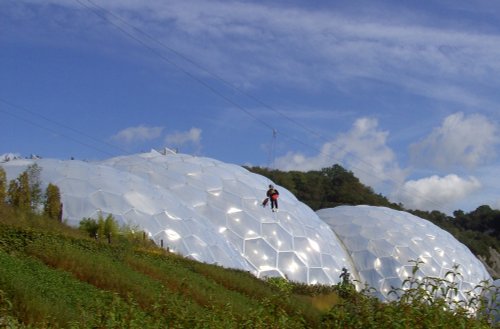 The sliding man, The Eden Project, Bodelva, Cornwall