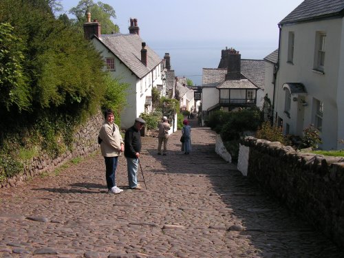 Dad and me at Clovelly Village on a beautiful day
