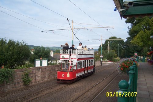 Tram standing at Colyton Station, Devon