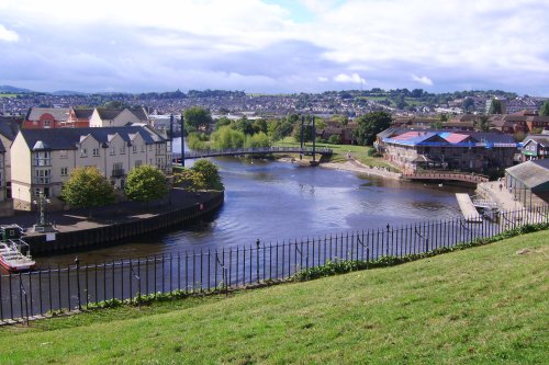 View from Colleton Crescent to Cricklepit Bridge, Exeter, Devon