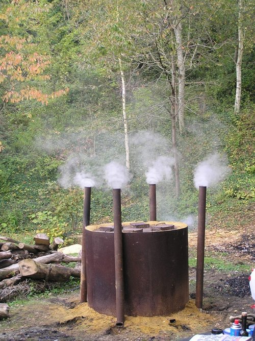 Charcoal burning demonstration at Amberley, West Sussex