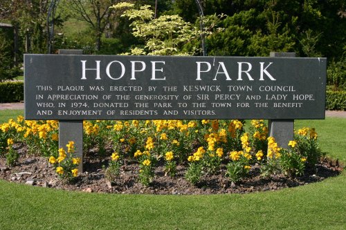 Town Council plaque in Hope Park, Keswick