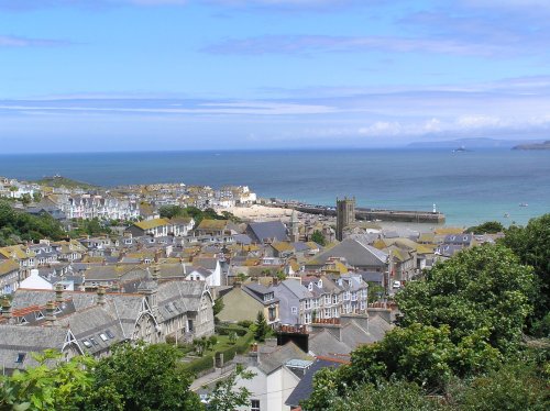 St Ives with Godrevy lighthouse in the distance