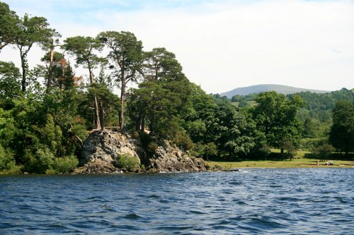 Friars Crag, Derwentwater,  a view looking from a pleasure craft.