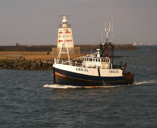 fishing boat returns to port