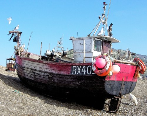 Fishing boats on the shore