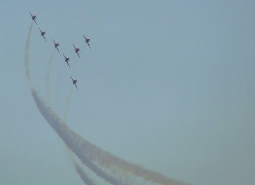The Red Arrows practicing at Scampton, Lincolnshire.