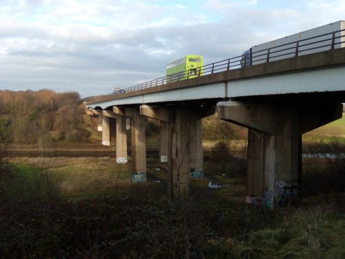 The A1 crosses the River Don half a mile below the lock