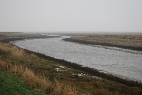 The River Glaven in a blizzard