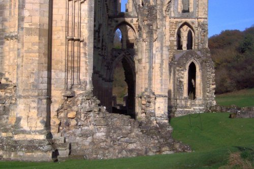 Exposed fill rock under the dressed stone....