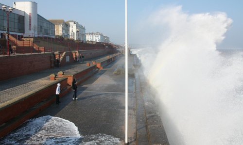 Bridlington high tide in April