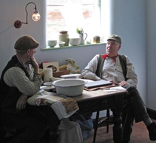 Men deliberating at Blists Hill, Shropshire