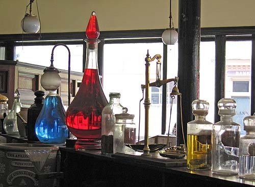 Containers in the Pharmacy, Blists Hill, Shropshire