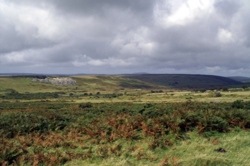 Looking across a cloud covered moor.