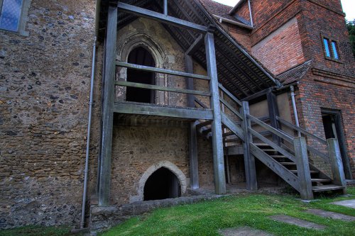 Steps to the first floor of Temple Manor