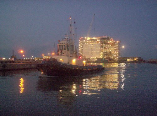 Lowestoft harbour at night