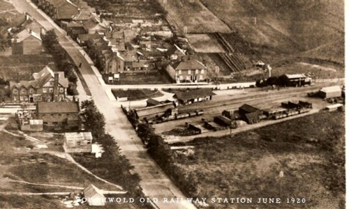 The Old Railway Station on the right.  (A Postcard)