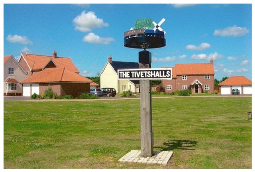 Village Sign, for the two Tivetshalls