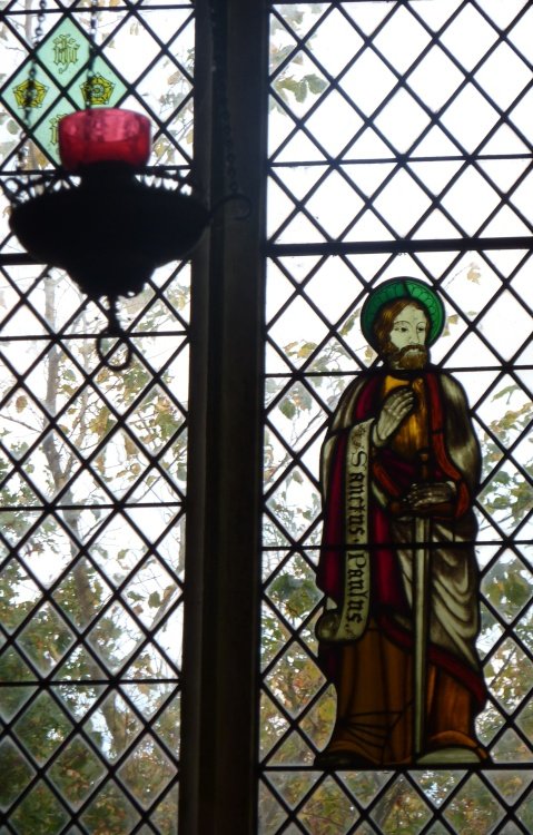 Stained glass window in Mautby Church