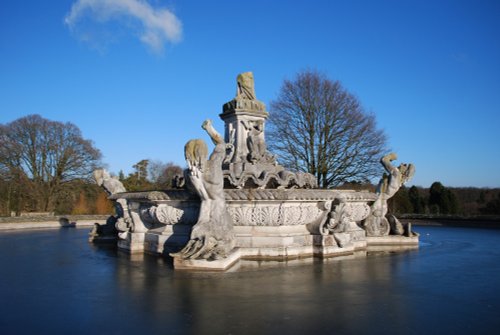 Broken fountain in the ice