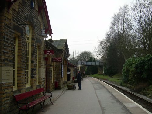 The platform at Haworth Railway Station
