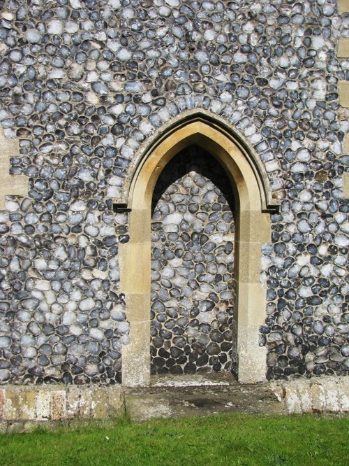 A filled-in doorway