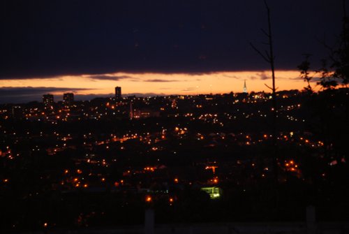 Night time view of Dudley from Haden Hill