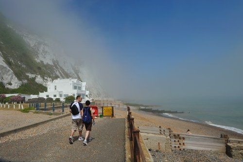 Promenade at St Margarets Cliff with Sea Mist, Kent - July 2010 by David Thomas