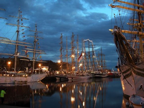 A group of ships in the roll on roll off berth Hartlepool