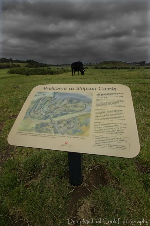 Skipsea Castle with Sign