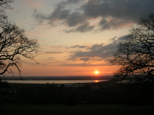 Sunset over the reservoirs from Pole Hill