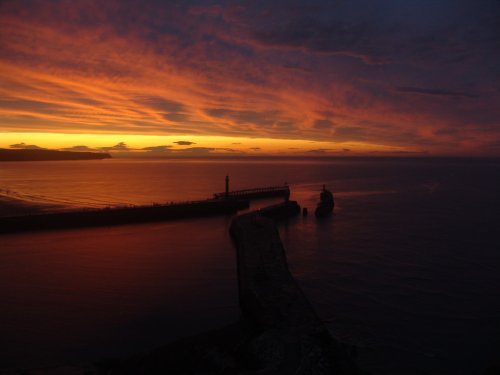 Whitby Pier at Sunset