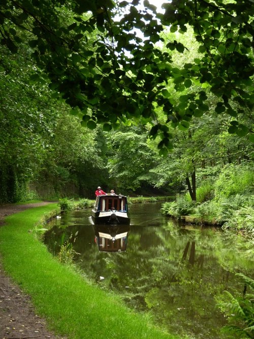The Huddersfield Canal at Mossley, Greater Manchester