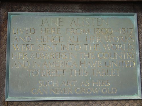 Commemorative plaque on Jane Austen's House