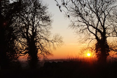 Sunset over Hollington, Derbyshire