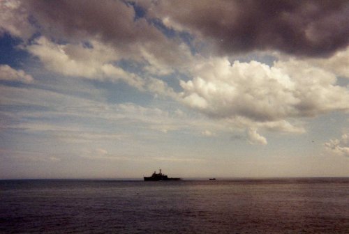 HMS Fearless anchored off Scarborough