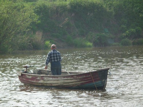 Fishing on the river Avon in Tewkesbury