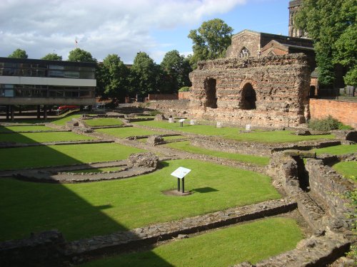 Roman baths ruins and the Jewry Wall