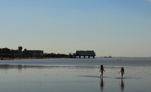 Cleethorpes beach at dusk