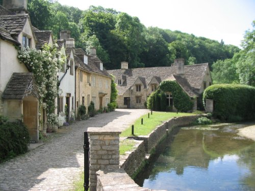 Castle Combe Cottages & Stream - June, 2003