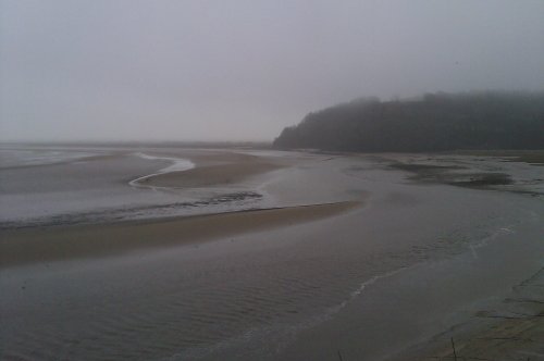 A misty Laugharne on the Taff.
