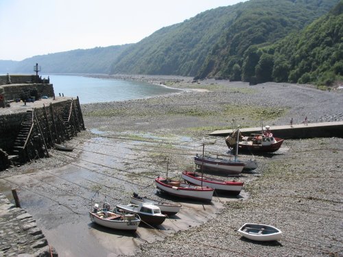 Clovelly - Boats in Harbour - Tide is Out - June 2003