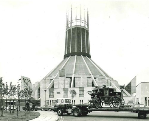 Stage Coach Delivery outside Liverpool Metropolitan Cathedral