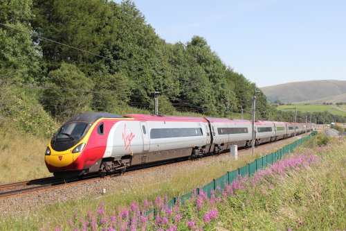 Pendolino electric train near Tebay in Cumbria