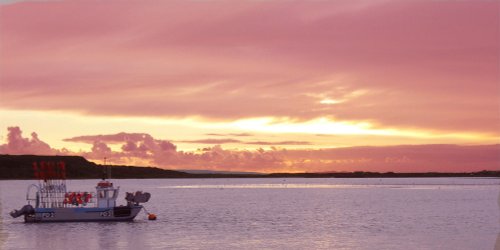 Fishing Boat Sunset from Mudeford Quay