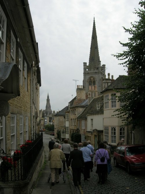 All Saints (foreground) and St Mary's from Barn Hill, Stamford
