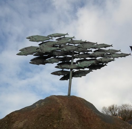 Herring sculpture at Fishguard Harbour