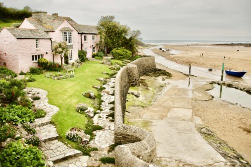 Pink House on Summerleaze Beach, Bude, Cornwall