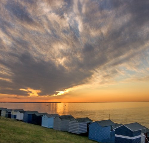Whitstable Beach Huts at Sunset