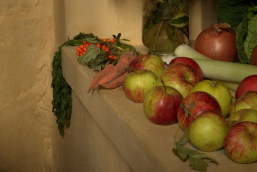 Harvest Festival Display in the St Bartholomew's Church, Blore, Staffordshire